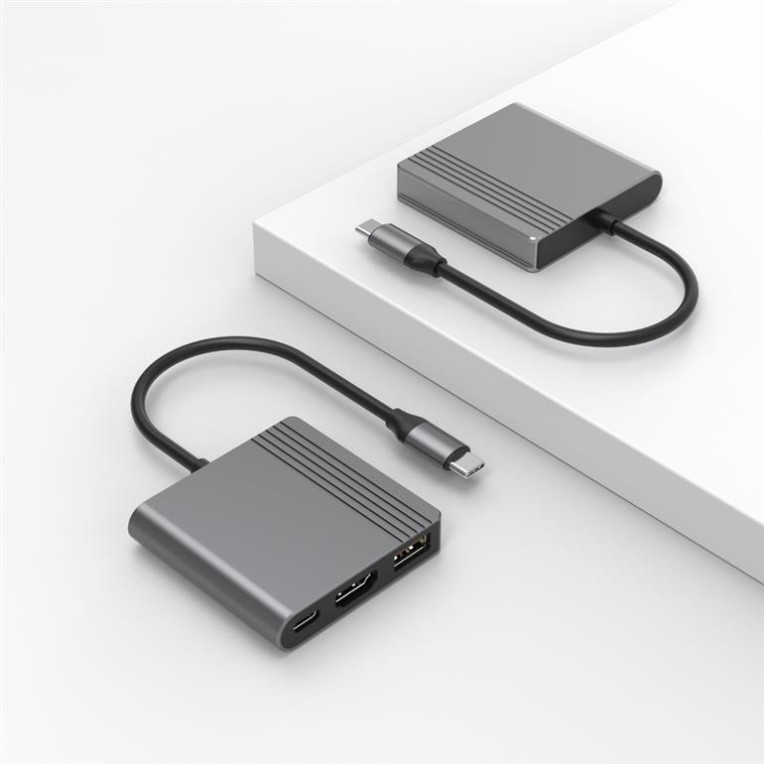 Gembird A-CM-COMBO3-05 hub de interfaz USB Tipo C 10000 Mbit/s Gris